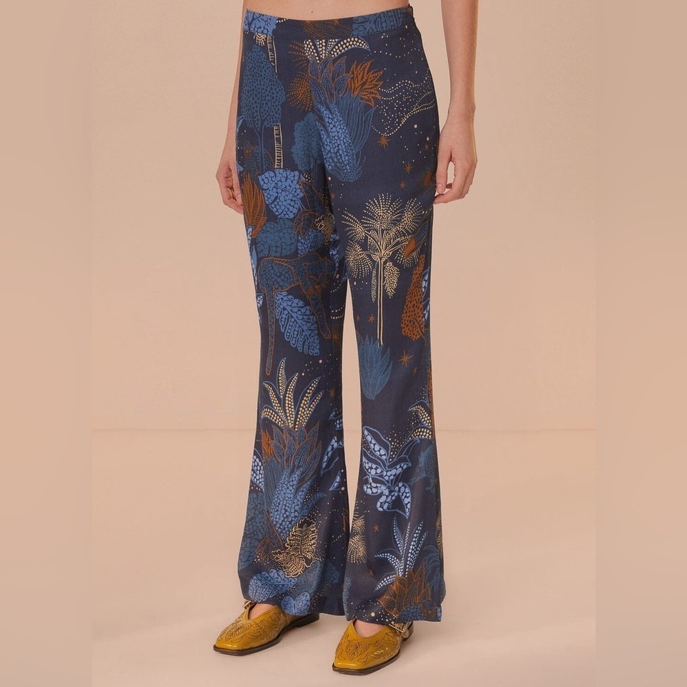 FARM Rio Night Jungle Navy Blue Flare Pants 🆕